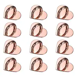 Unique Bargains - Metal Phone Charm Hook 0.8", 12pcs Adhesive Heart Shaped Finger Grip for Smartphones Keychain Tablet Case Accessories - Rose Gold