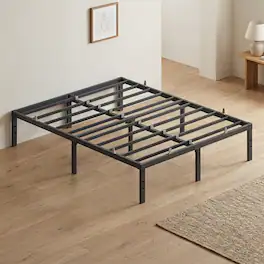 Songmics Home - Full Metal Bed Frame 14 Inches Tall, Heavy-Duty Platform Bed, with Under-Bed Storage, Easy Setup - Matte Black