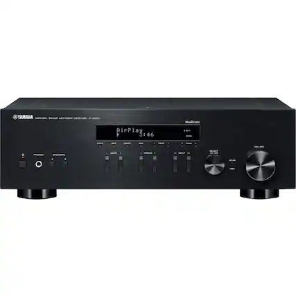 Front. Yamaha - 2.0-Ch. Hi-Res A/V Home Theater Receiver - Black.