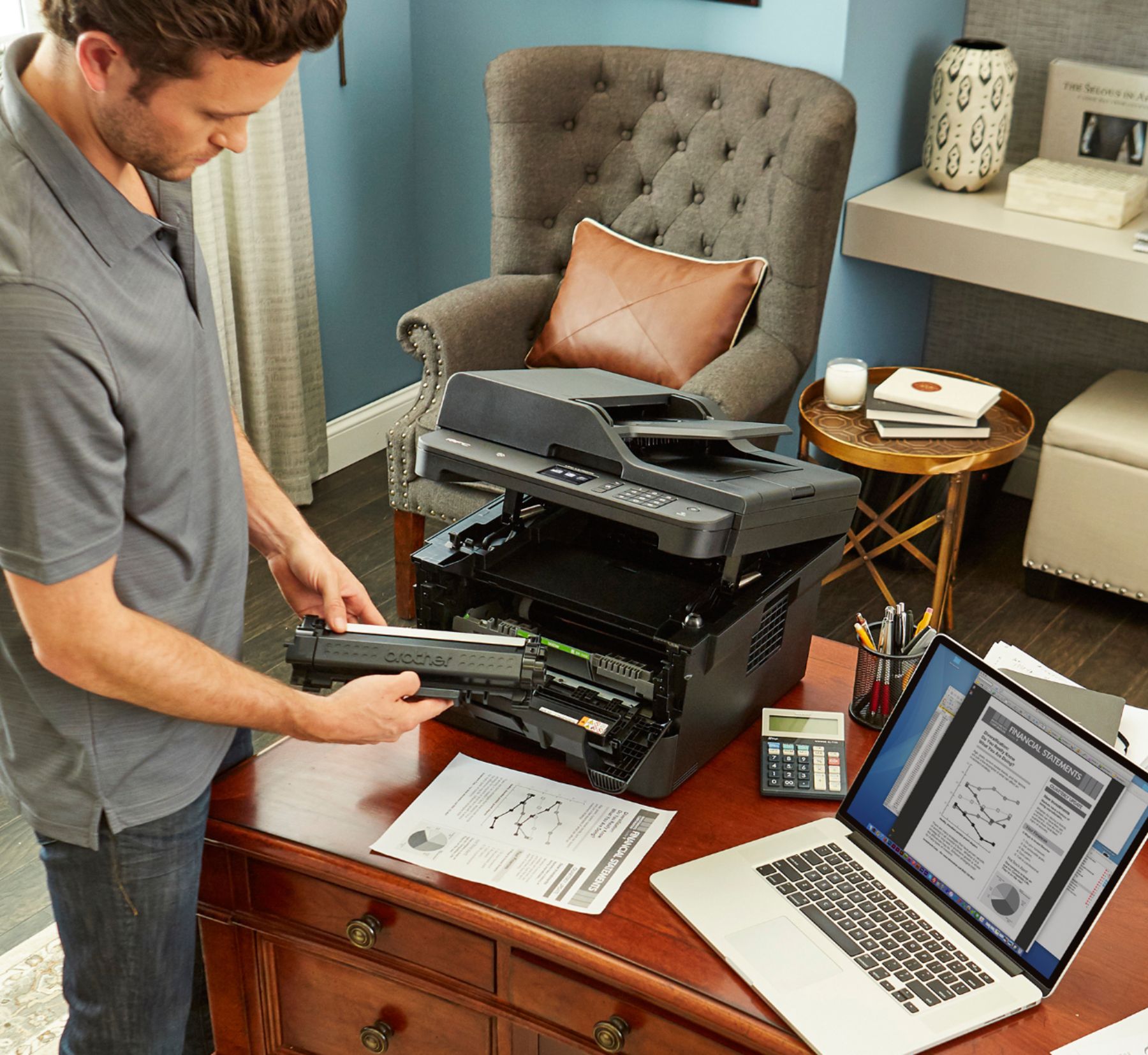 Dash Replenishment Enabled Brother MFCL2750DW Monochrome All-in-One Wireless Laser Printer Duplex Copy & Scan 