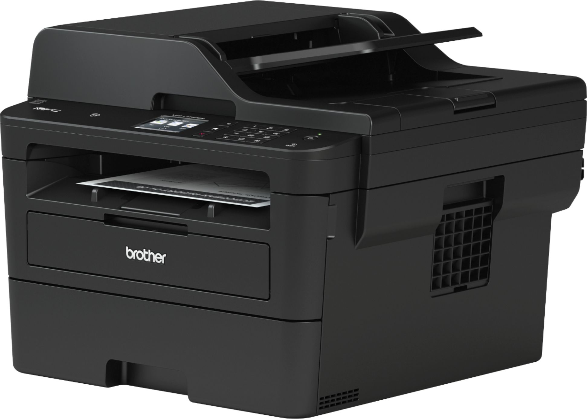 Left View: Brother - MFC-L2750DW Wireless Black-and-White All-In-One Refresh Subscription Eligible Laser Printer - Gray