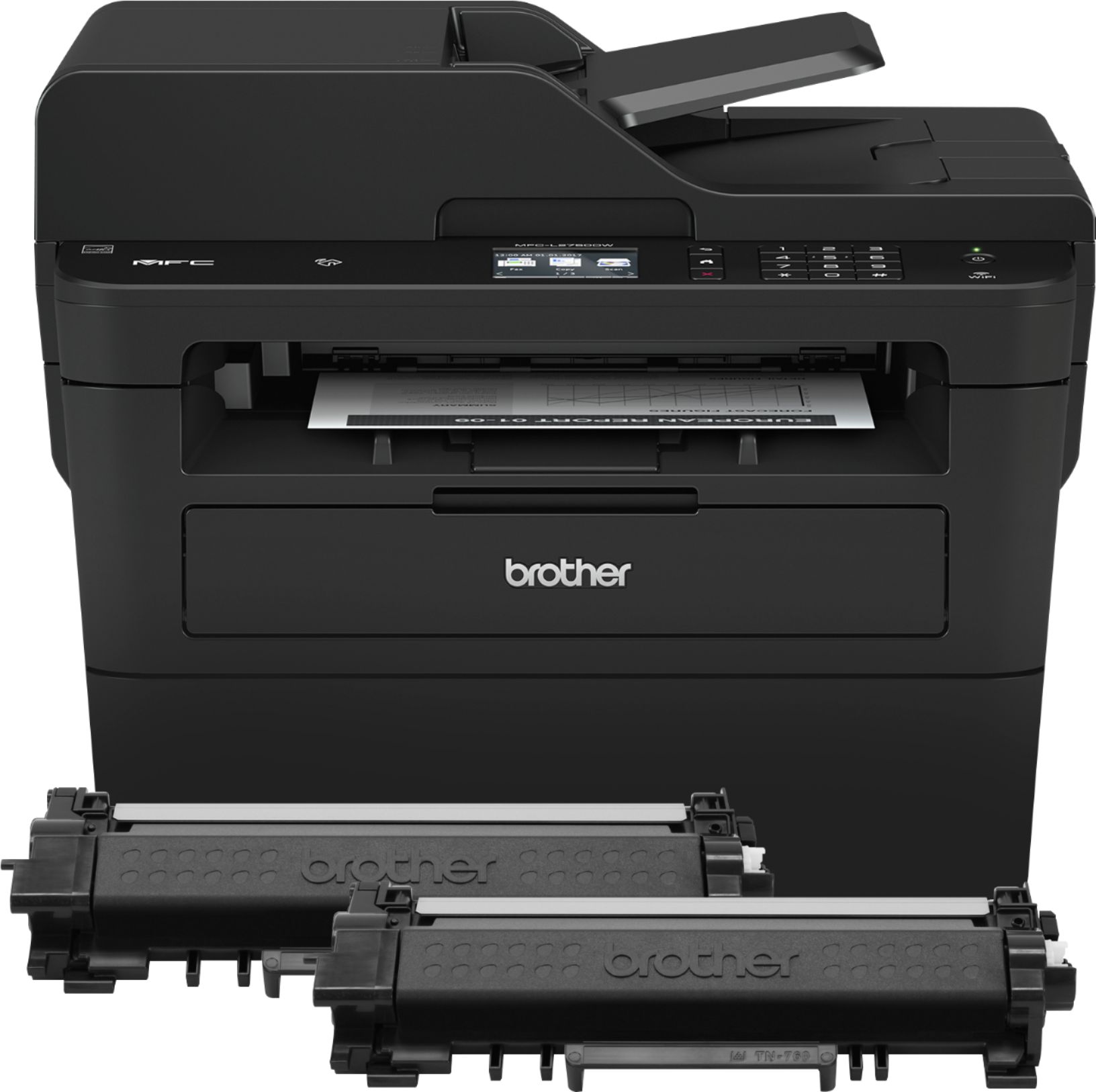 Angle View: Brother - MFC-L2750DW XL Wireless Black-and-White All-In-One Refresh Subscription Eligible Laser Printer - Gray