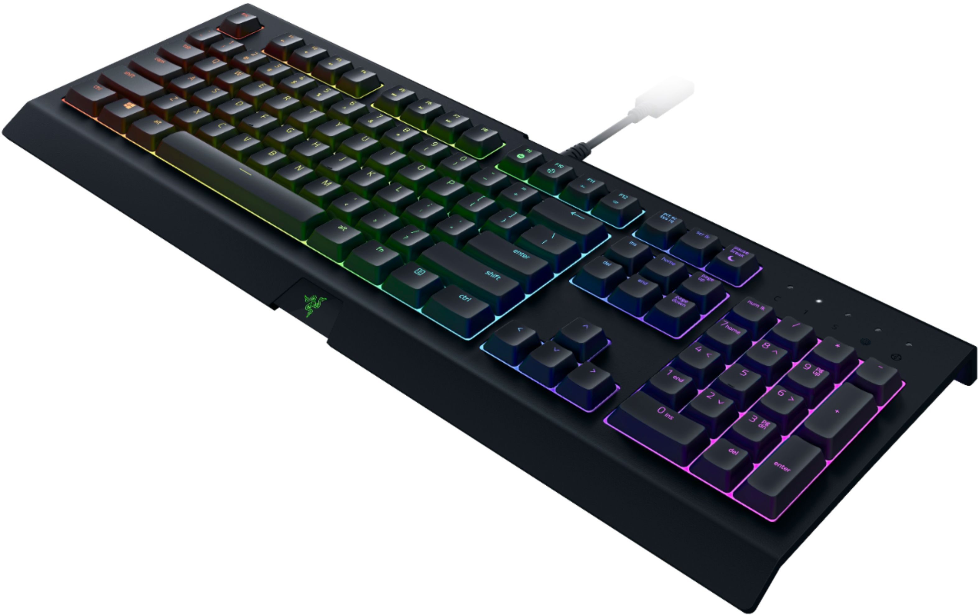 Left View: Razer - Cynosa Chroma Full Size Wired Membrane Gaming Keyboard with Chroma RGB Backlighting - Black