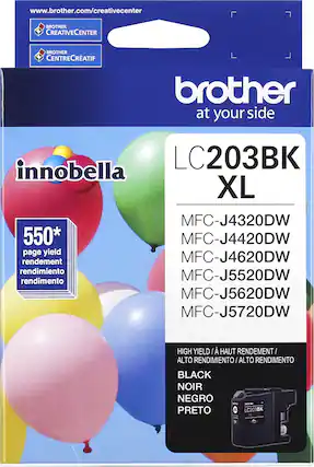 Front. Brother - LC203BK XL High-Yield Ink Cartridge - Black.