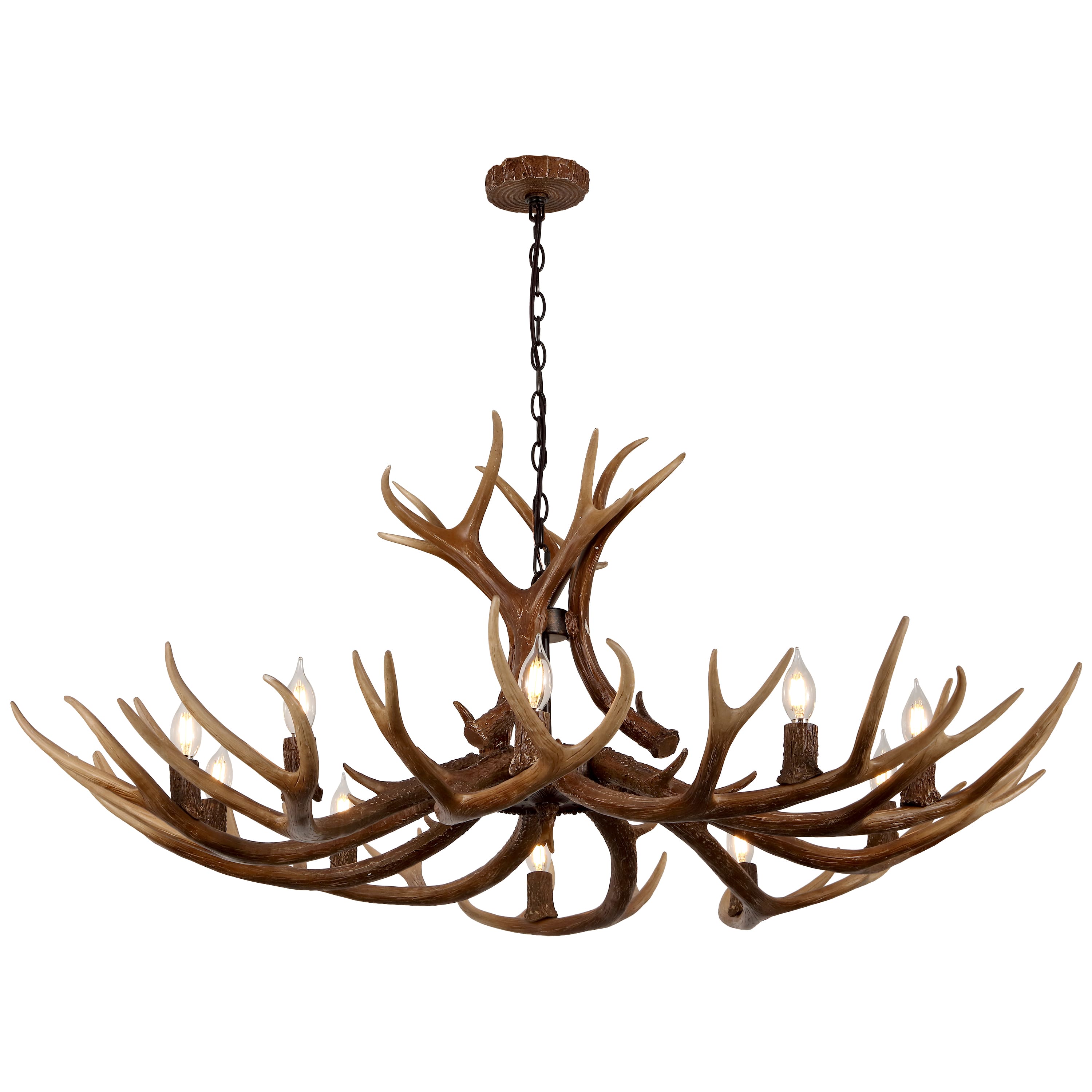 "Jonathan Y - Eldora 49"" 10-Light Rustic Farmhouse Adjustable Resin Antler LED Chandelier - Brown" price history on PriceWatchPro