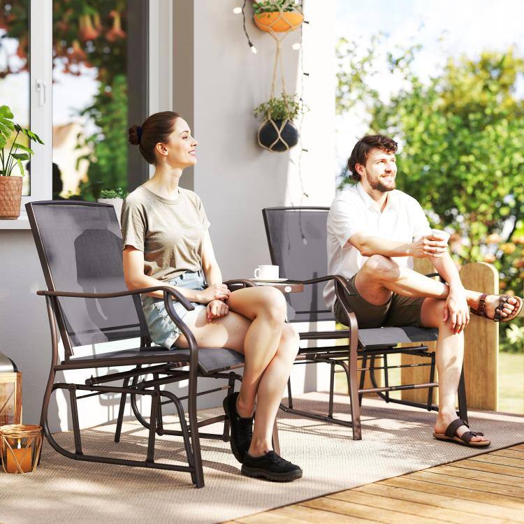 PULUZ Outdoor Glider Chairs with Coffee Table, Patio 2 Seat Rocking ...