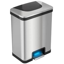 iTouchless - 13 Gallon AutoStep Stainless Steel Sensor Kitchen Trash Can with AbsorbX Odor Filter - Silver