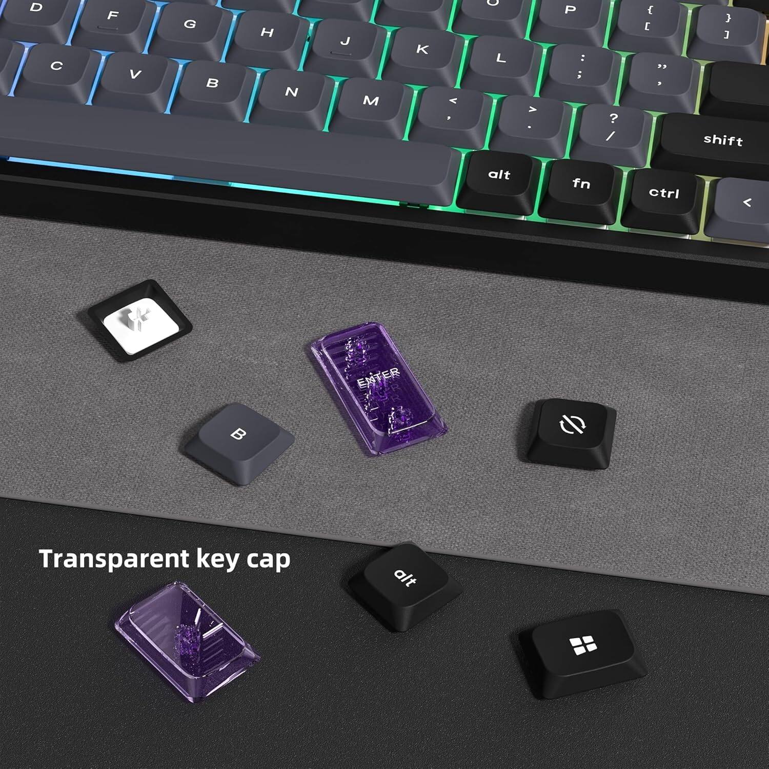 D F G H J U P { } O I Y T R E W Q A S Z X C V B N M K L : ; ? / shift alt fn ctrl < ENTER Transparent key cap