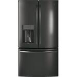 GE - Profile Series 22.2 Cu. Ft. French Door Counter-Depth Refrigerator with Hands-Free AutoFill - Black stainless steel - Front_Standard