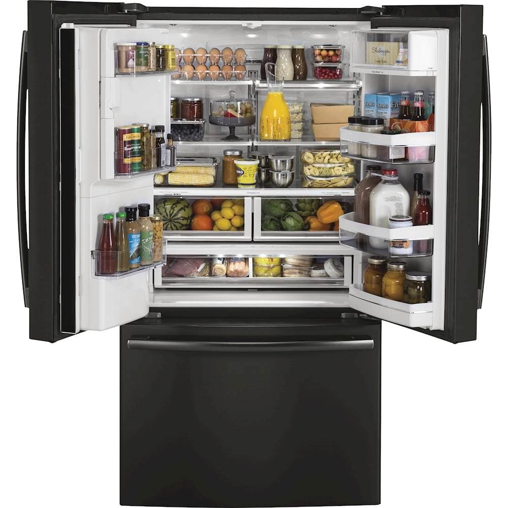 Alt View 11. GE Profile - 22.1 Cu. Ft. French Door Counter-Depth Refrigerator with Hands-Free AutoFill - Black Stainless.