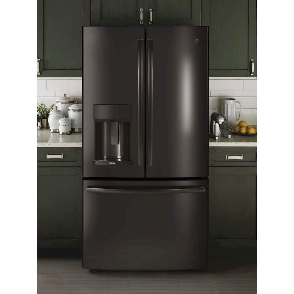 Alt View 20. GE Profile - 22.1 Cu. Ft. French Door Counter-Depth Refrigerator with Hands-Free AutoFill - Black Stainless.