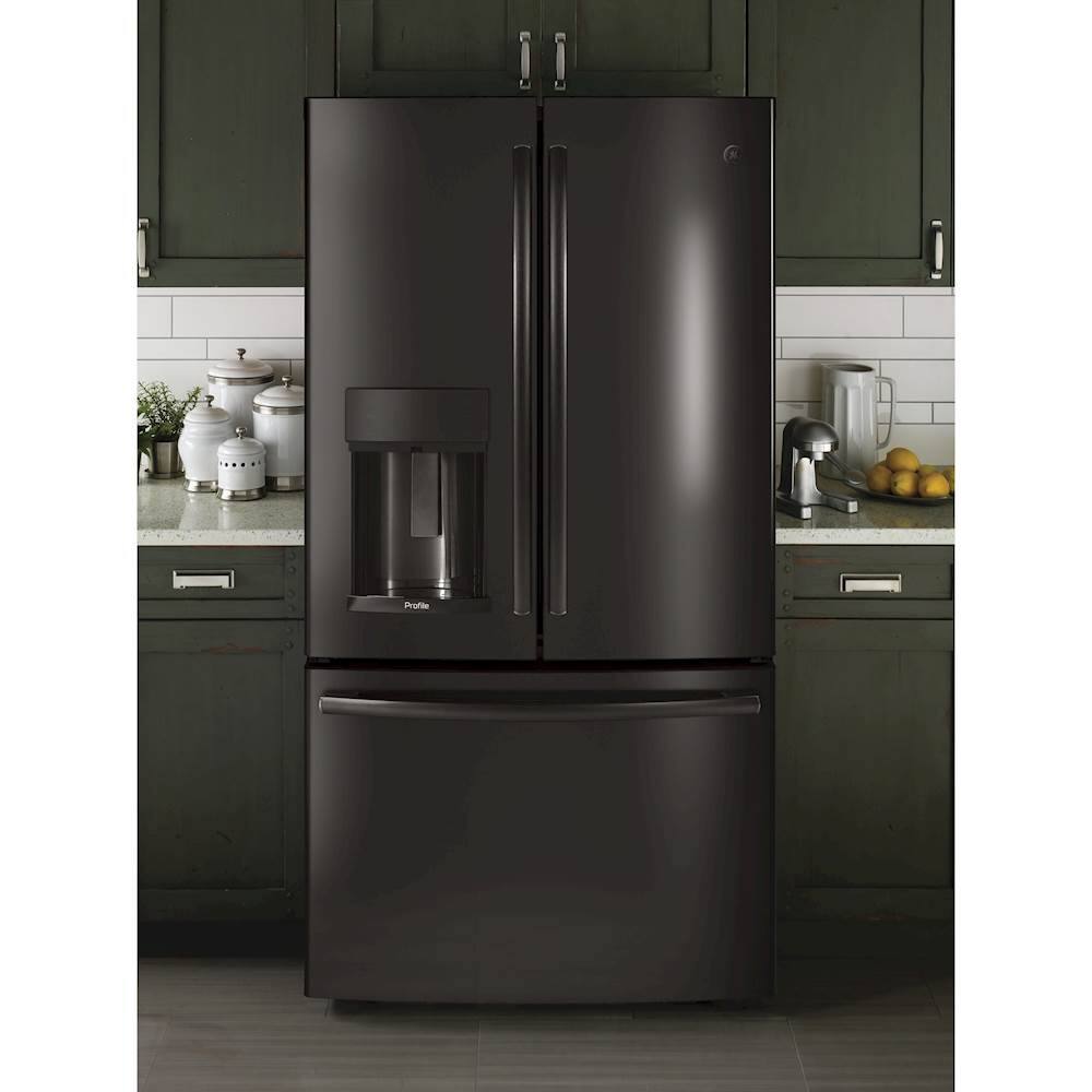 Alt View 20. GE Profile - 22.1 Cu. Ft. French Door Counter-Depth Refrigerator with Hands-Free AutoFill - Black Stainless.