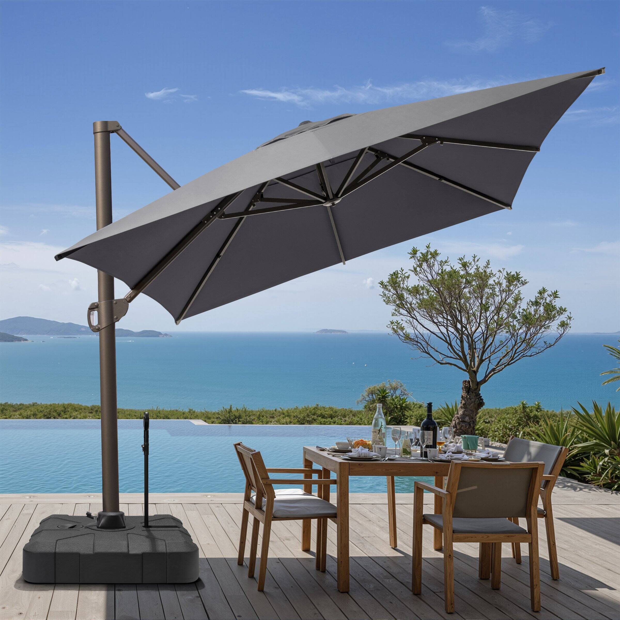Back. Crestlive Products - Crestlive Products 10x13ft Aluminum Crank Cantilever Patio Umbrella with Base - Dark gray.
