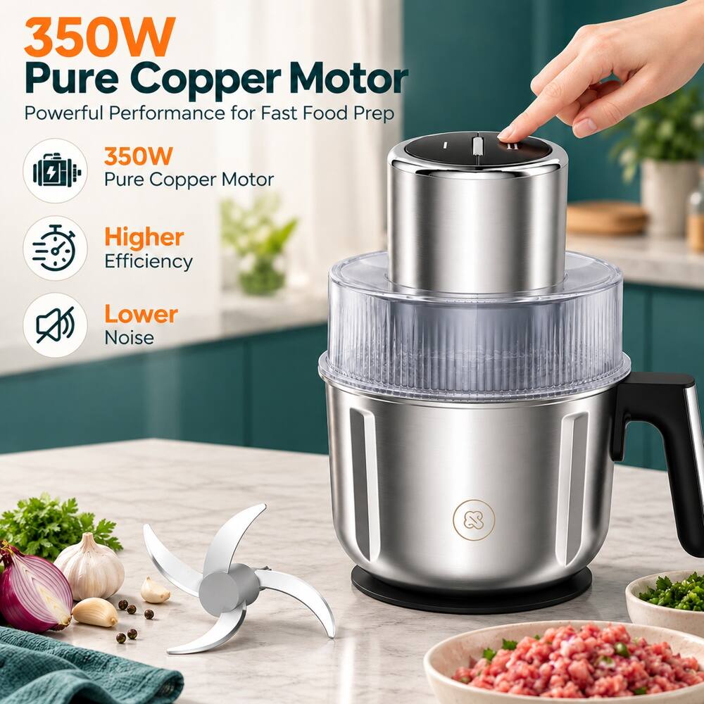350W Pure Copper Motor  
Powerful Performance for Fast Food Prep

350W Pure Copper Motor  
Higher Efficiency  
Lower Noise