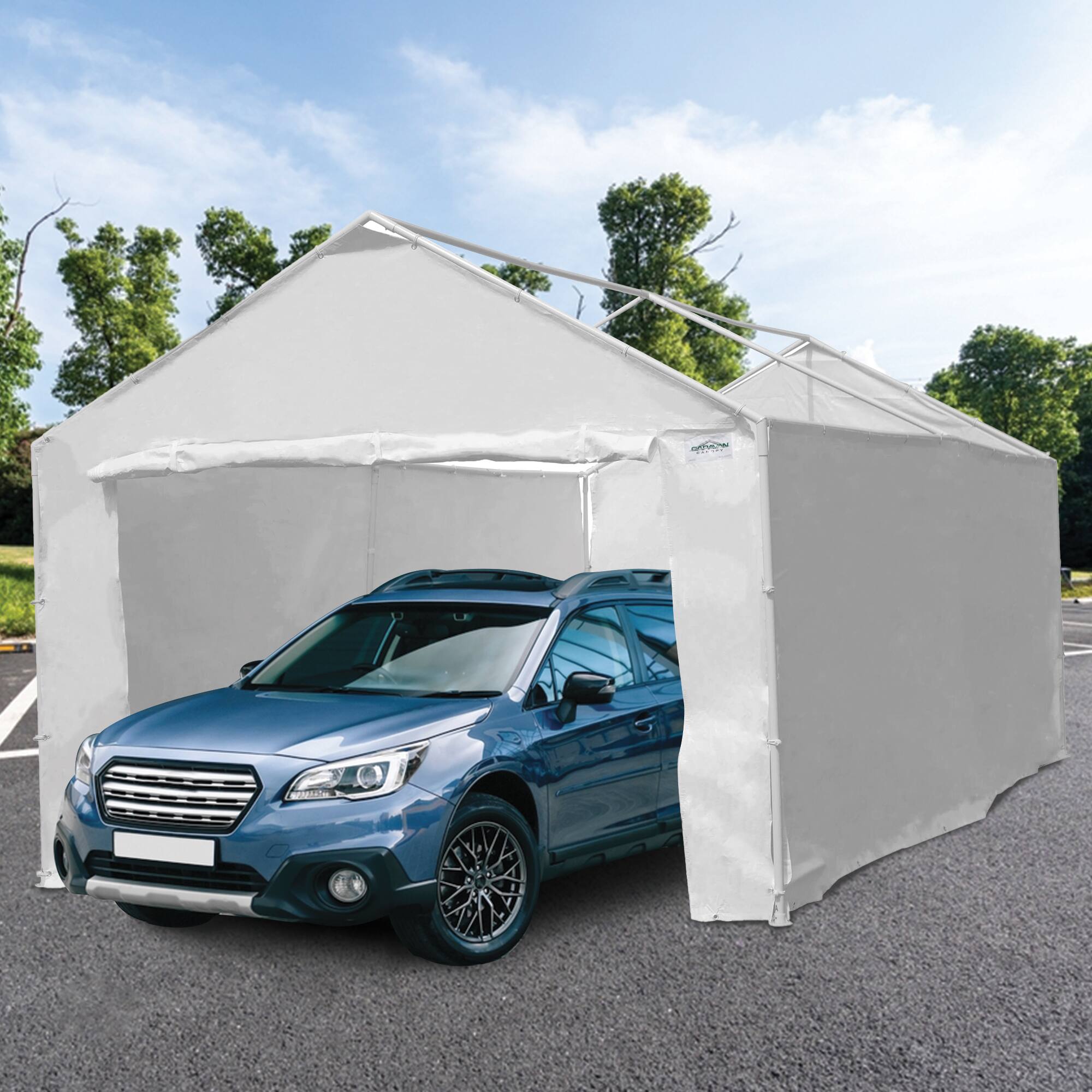 Alt View 2. Caravan Canopy - Caravan Canopy Domain Car Port Tent Sidewalls w/ Straps, White (Sidewalls Only) - white.