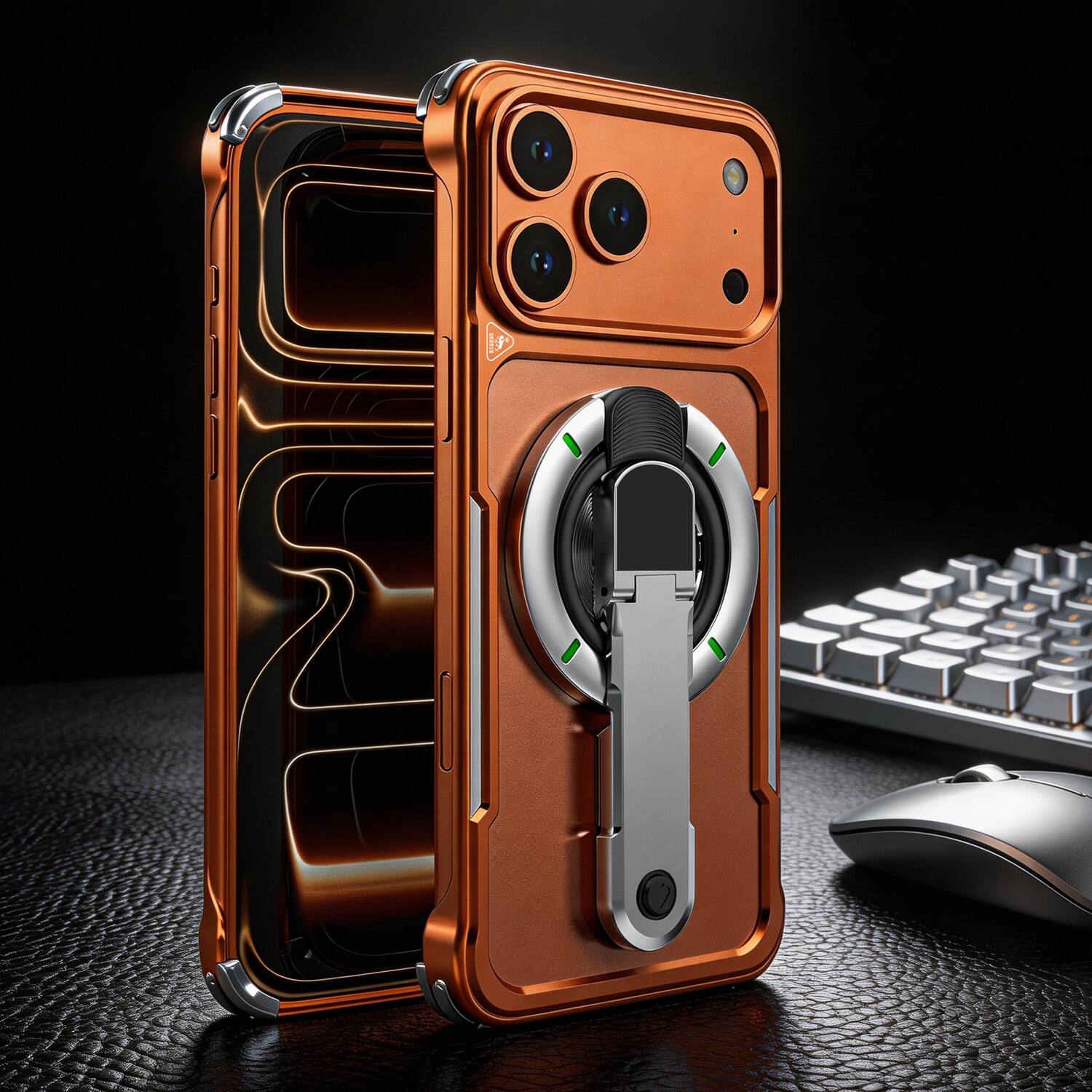 Alt View 6. Dteck - for Apple iPhone 17 Pro Max Metal Frame Magnetic Case,Shockproof Bumper Cover w/ Tempered Glass Film & Metal Kickstand - Silver.
