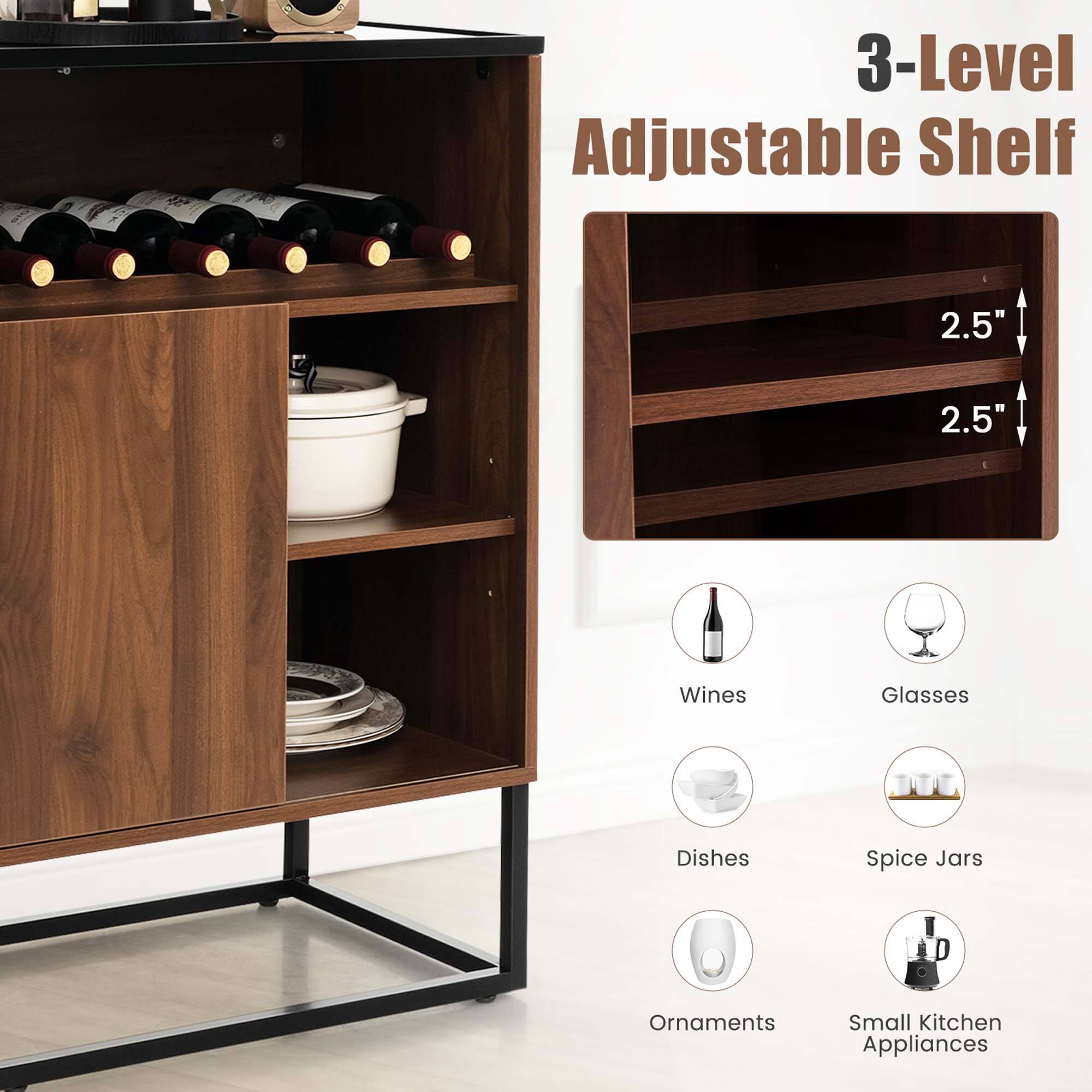 3-Level Adjustable Shelf 2.5" 2.5" Wines Glasses Dishes Spice Jars Ornaments Small Kitchen Appliances