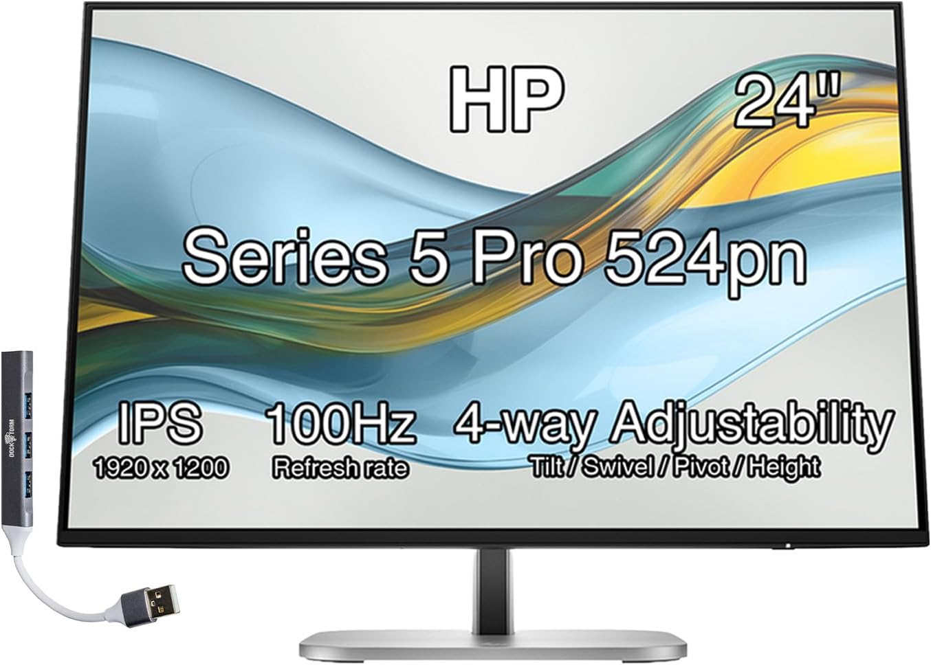 HP  
24"  
Series 5 Pro 524pn  
IPS  
100Hz  
1920 x 1200  
Refresh rate  
4-way Adjustability  
Tilt/Swivel/Pivot/Height