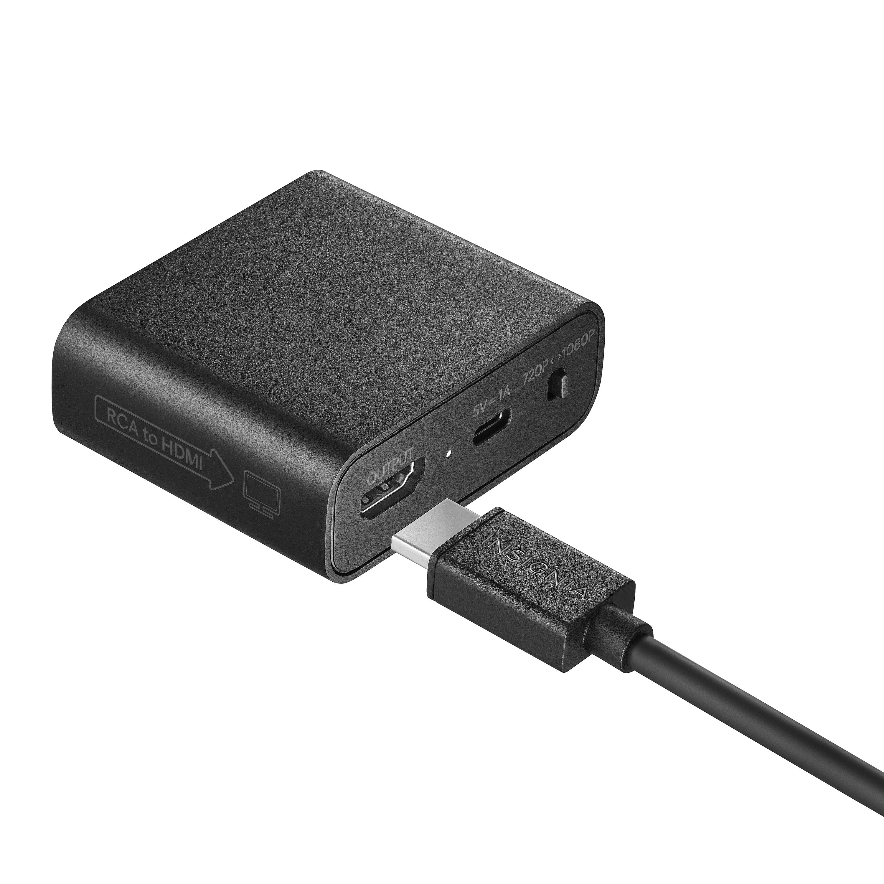 RCA to HDMI OUTPUT
720P > 1080P
5V=1A
INSIGNIA