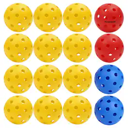 KOOMADE - 8/16pcs Pickleball Balls 40 Holes Colorful and Durable Pickleballs 74mm Training Ball Practice Competition - 16PK Pickle Ball(12PK Yellow + 2PK Red + 2PK Blue)