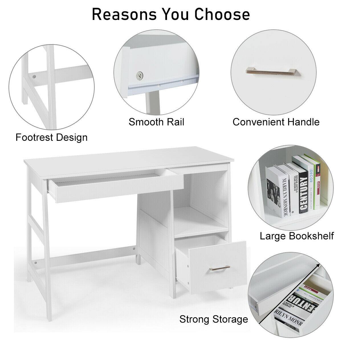 Reasons You Choose: Footrest Design, Smooth Rail, Convenient Handle, Large Bookshelf, Strong Storage