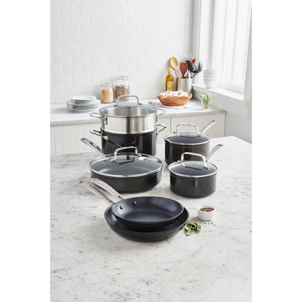 KitchenAid Stainless Steel Onyx Black 10-piece Cookware Set - Bed Bath &  Beyond - 8960263