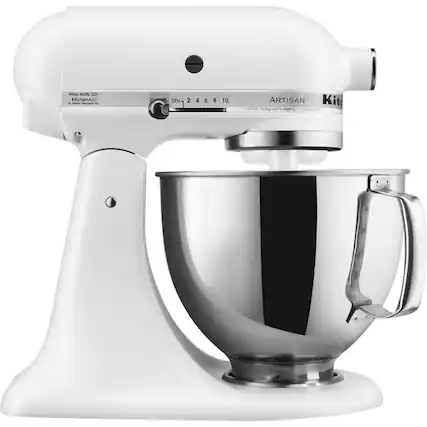 Front. KitchenAid - Artisan Tilt-Head Stand Mixer - Matte White.