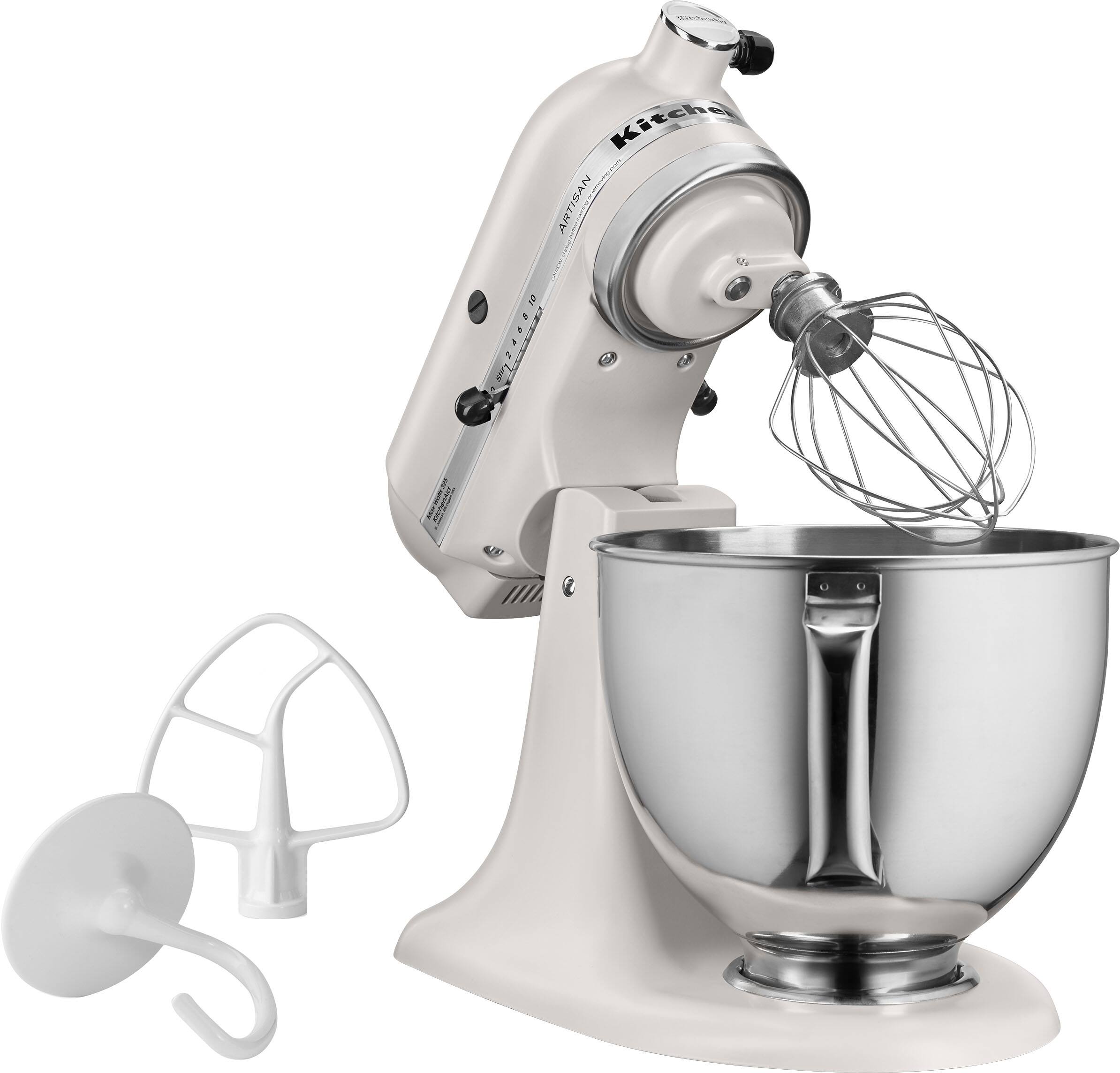 Left. KitchenAid - Artisan Series 5 Quart Tilt-Head Stand Mixer - KSM150PSMH - Matte Milkshake.