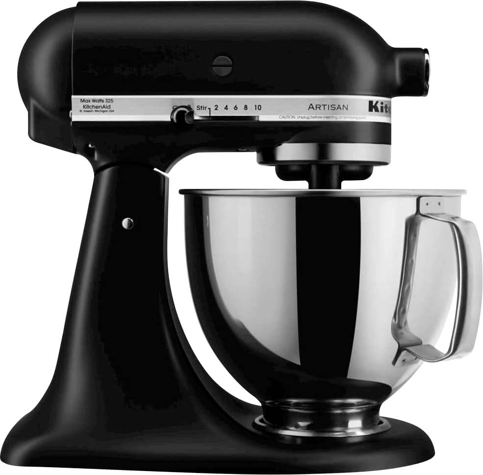 Front. KitchenAid - KitchenAid Artisan Series 5 Quart Tilt-Head Stand Mixer - KSM150PSBM - Black Matte.