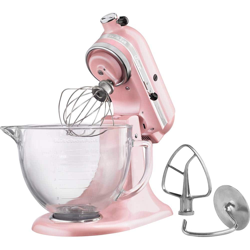 Left. KitchenAid - Artisan Design Series Tilt-Head Stand Mixer - Silk Pink.