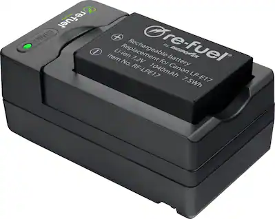 Digipower - Digital camera battery & charger kit, replacement for Canon LP-E17 battery and OEM charger - Black