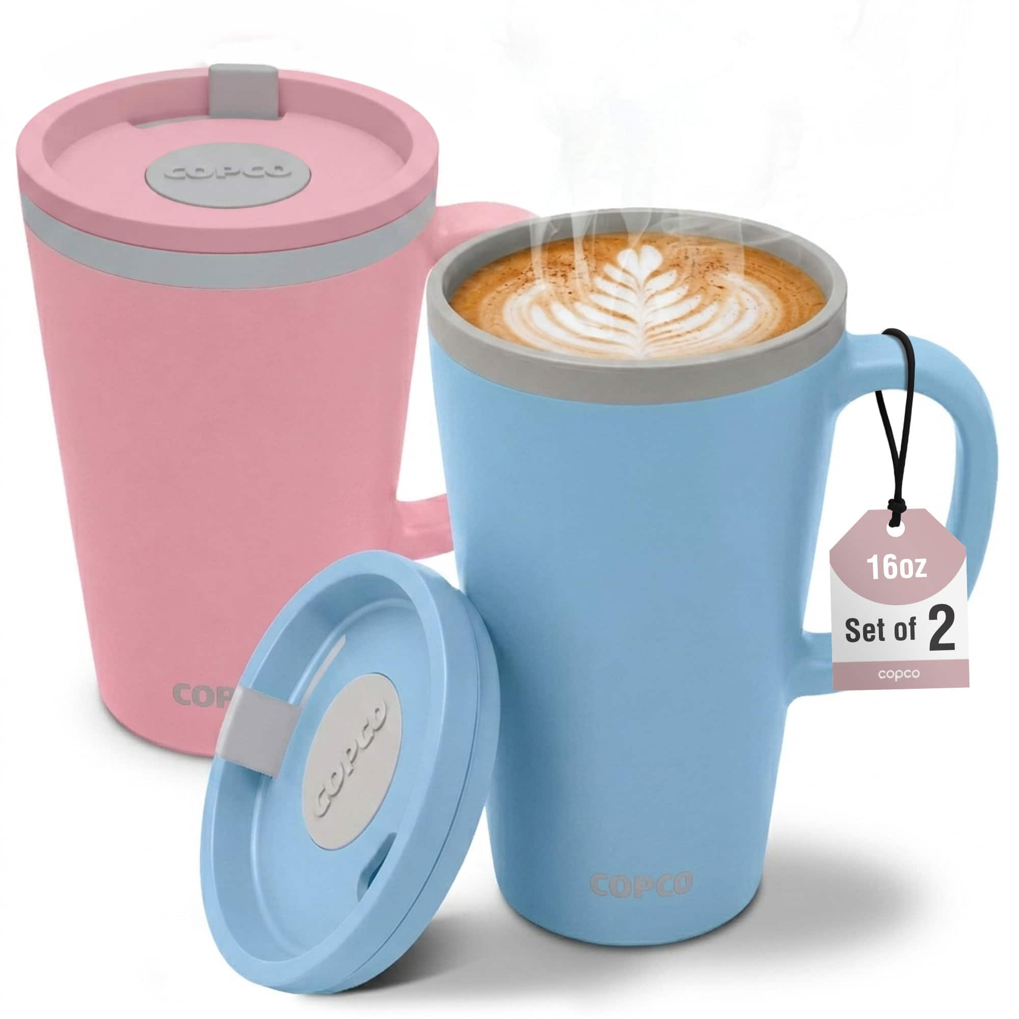 Copco - Insulated Desk Mug Set of 2, 16 oz Double Wall BPA-Free Plastic Tumblers - Blue price history on PriceWatchPro