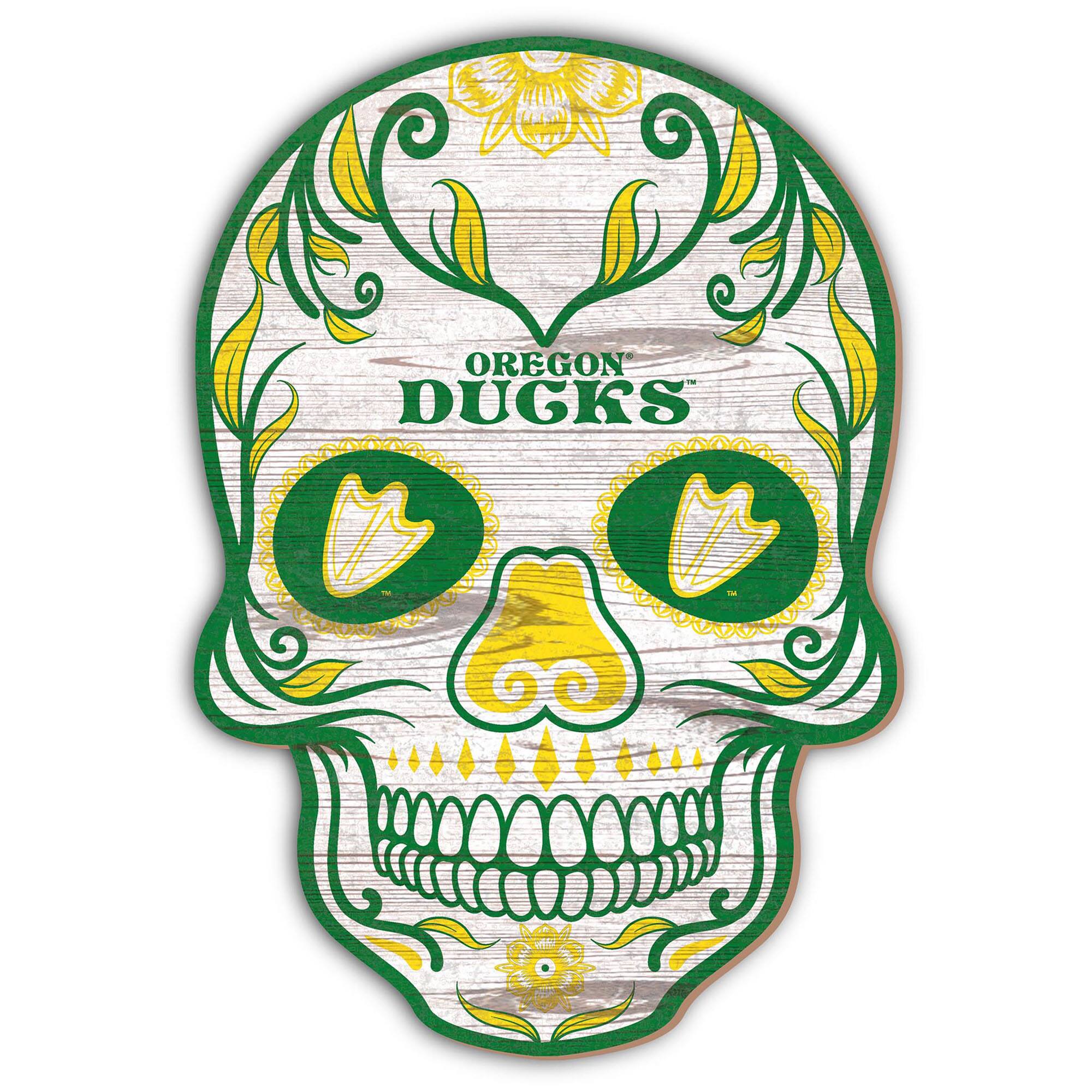 Oregon Ducks 12'' Sugar Skull Sign