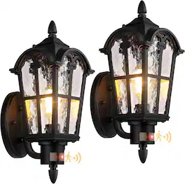 Nordic Hygge - 2-Pack 16-Inch Large Dusk to Dawn Motion Sensor Outdoor Wall Lights