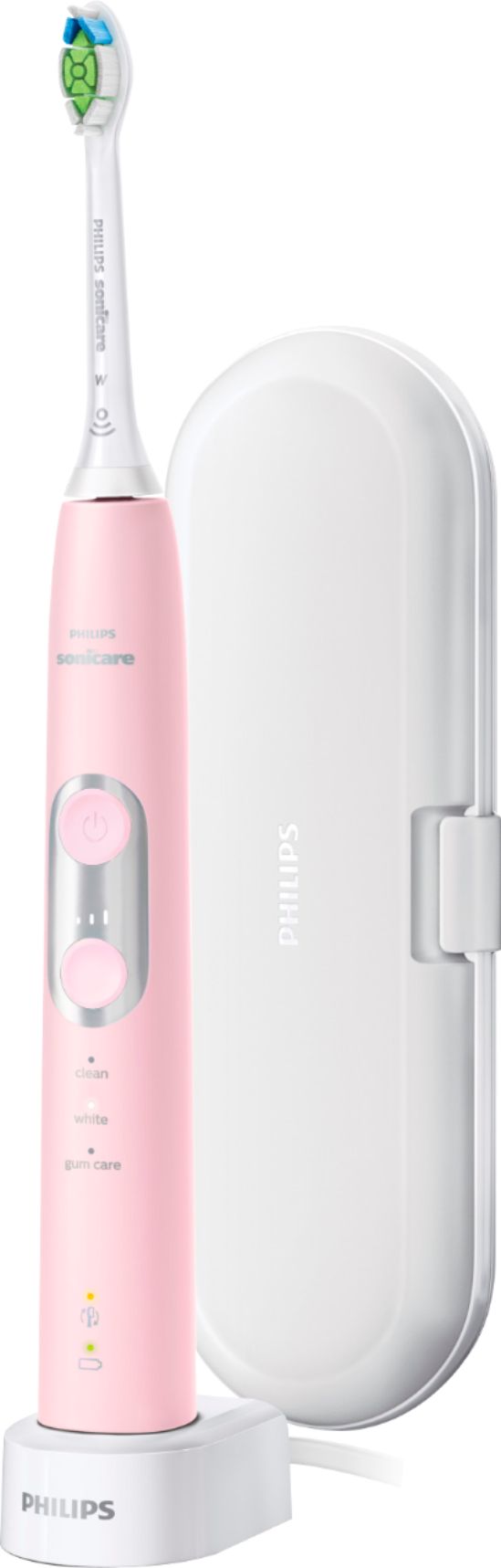 Left View: Philips Sonicare - ProtectiveClean 6100 Rechargeable Toothbrush - Pastel Pink