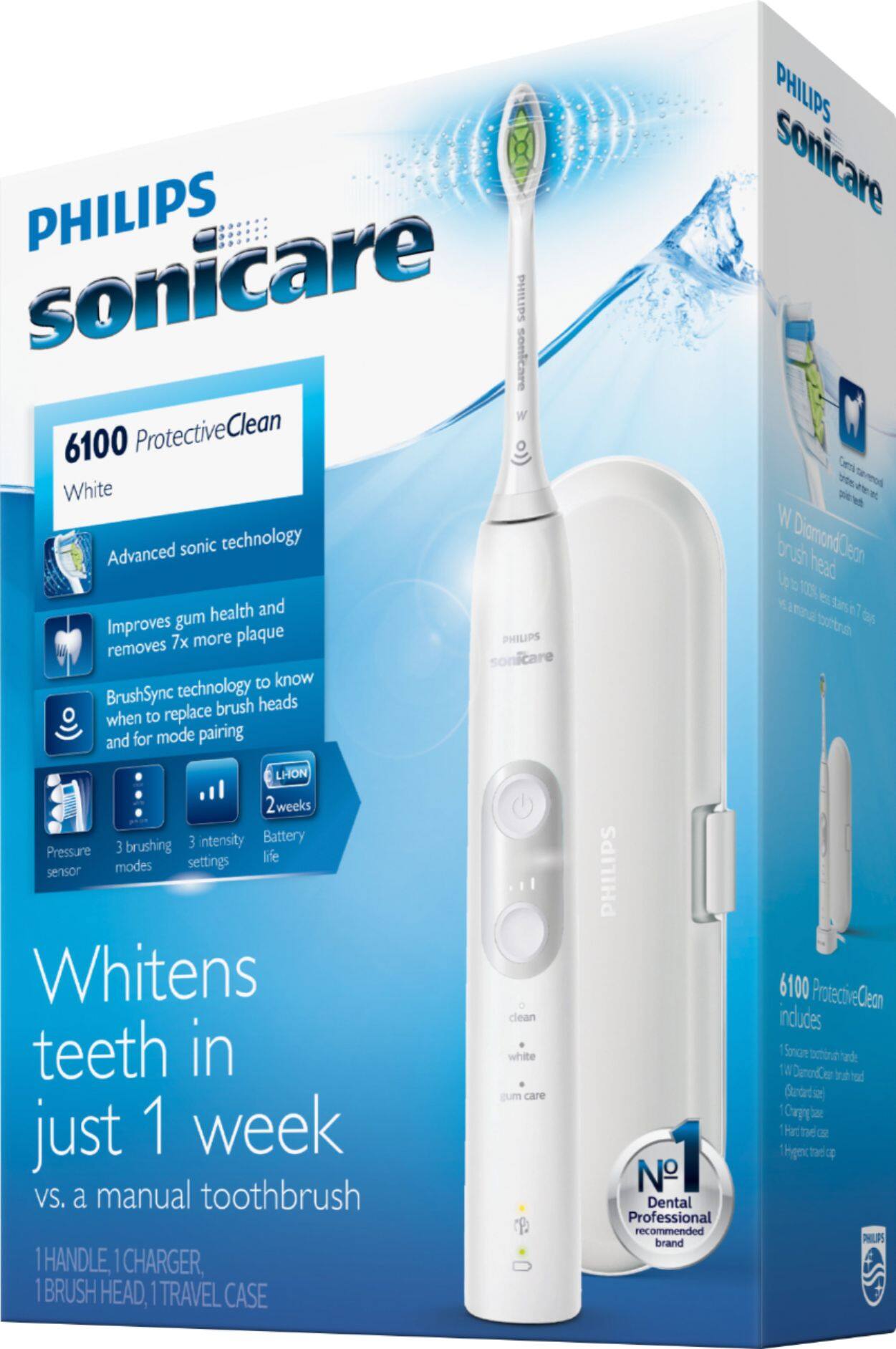 Alt View 15. Philips Sonicare - ProtectiveClean 6100 Rechargeable Toothbrush - White.
