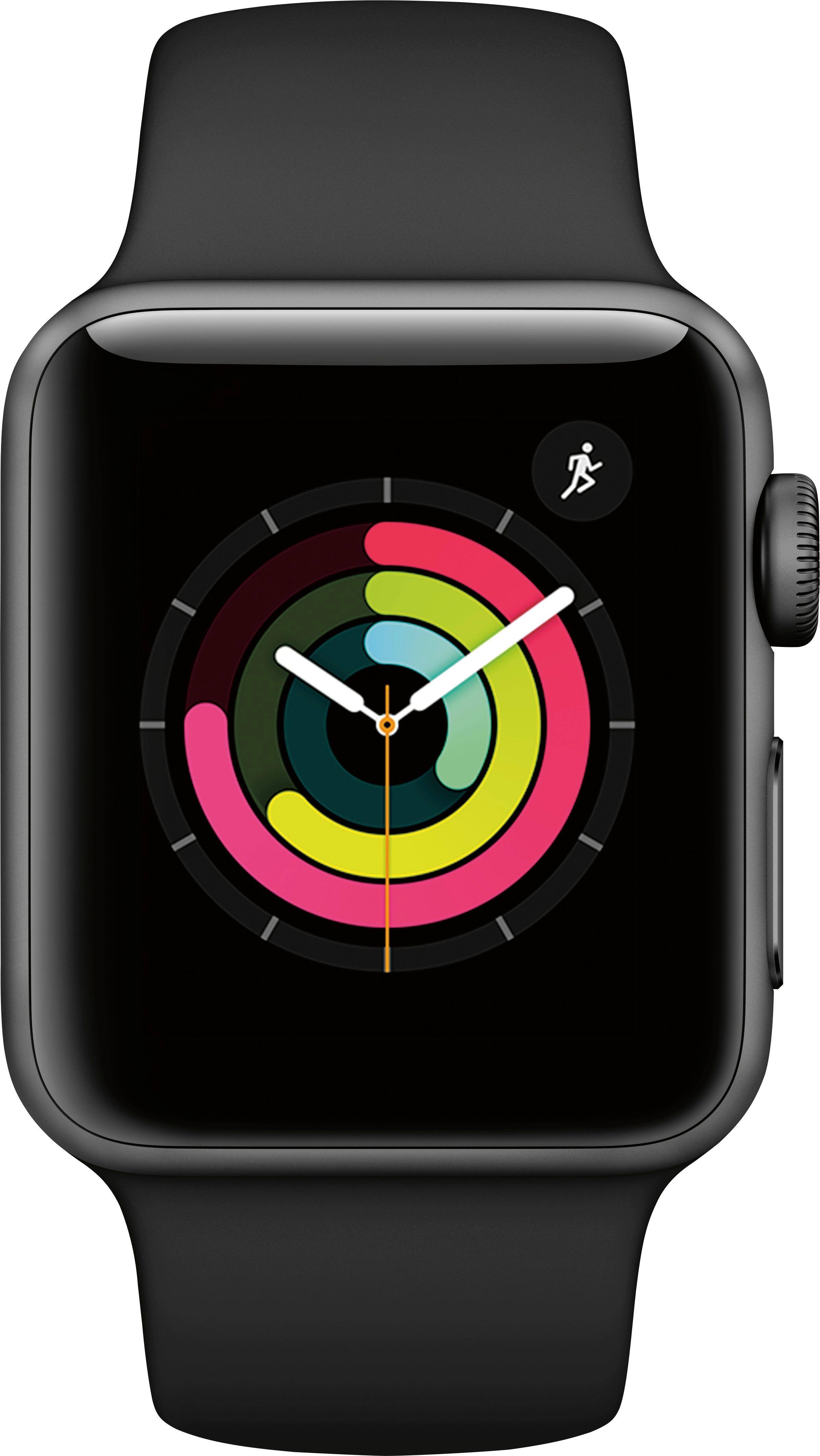 Alt View 11. Apple - Geek Squad Certified Refurbished Apple Watch Series 3 (GPS) 38mm Space Gray Aluminum Case with Black Sport Band - Space Gray Aluminum.