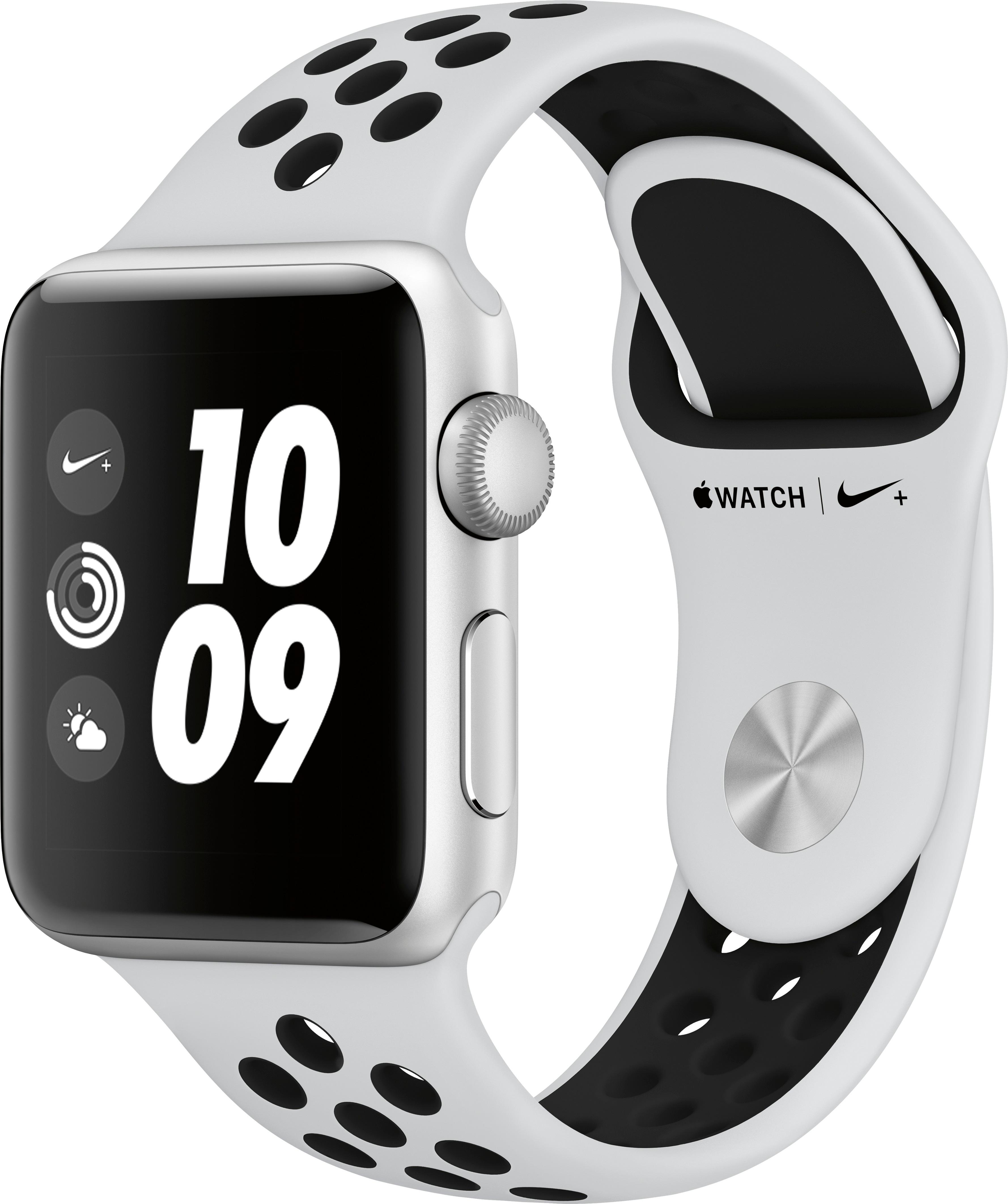 Angle View: Apple Watch Series 6 GPS + Cellular, 40mm Silver Aluminum Case with White Sport Band - Regular