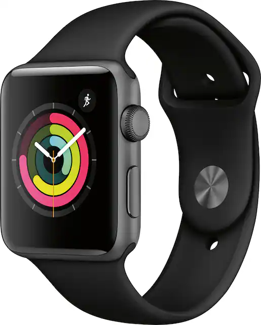 Geek Squad Certified Refurbished Apple Watch Series 3 GPS 42mm Space Gray Aluminum Case with Black Sport Band Space Gray 2017 TI GSRF MQL12LL A Best Buy