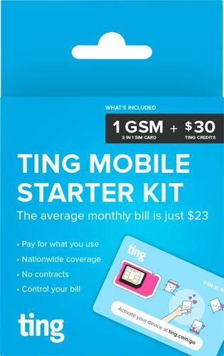 Ting - GSM Sim Card Kit for Unlocked Phone with $30 Service Credit