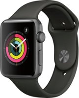 Geek Squad Certified Refurbished Apple Watch Series 3 (GPS) 42mm Space Gray Aluminum Case with Gray Sport Band - Space Gray Aluminum - Angle_Zoom
