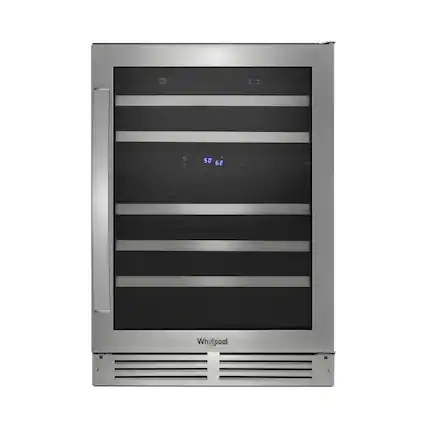 Front. Whirlpool - 46-Bottle Wine Cooler - Stainless steel.
