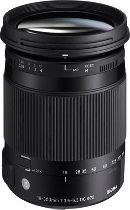 Front. Sigma - 18-300mm f/3.5-6.3 DC Macro OS HSM Optical Zoom Lens for Nikon AF-S - Black.