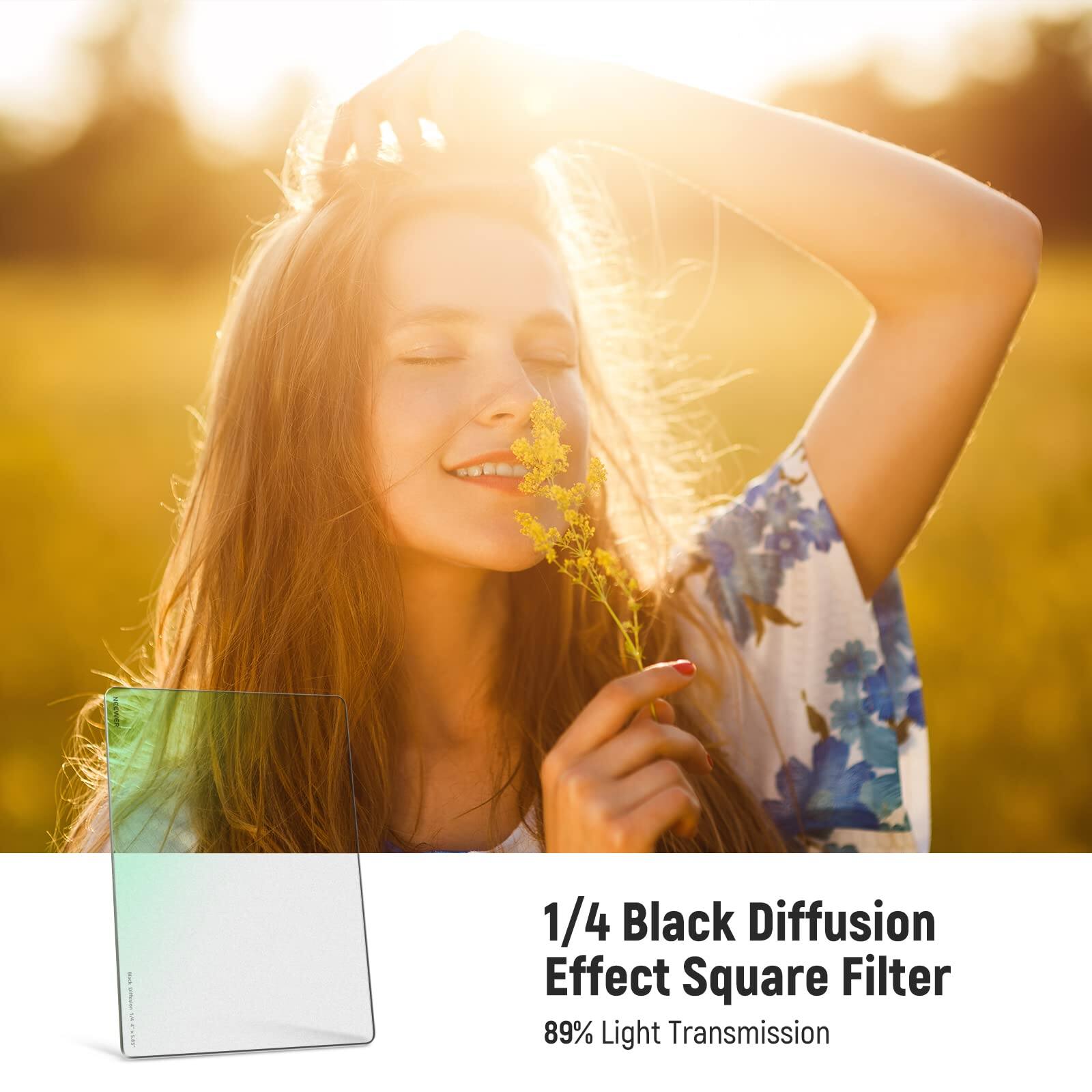 1/4 Black Diffusion Effect Square Filter  
89% Light Transmission