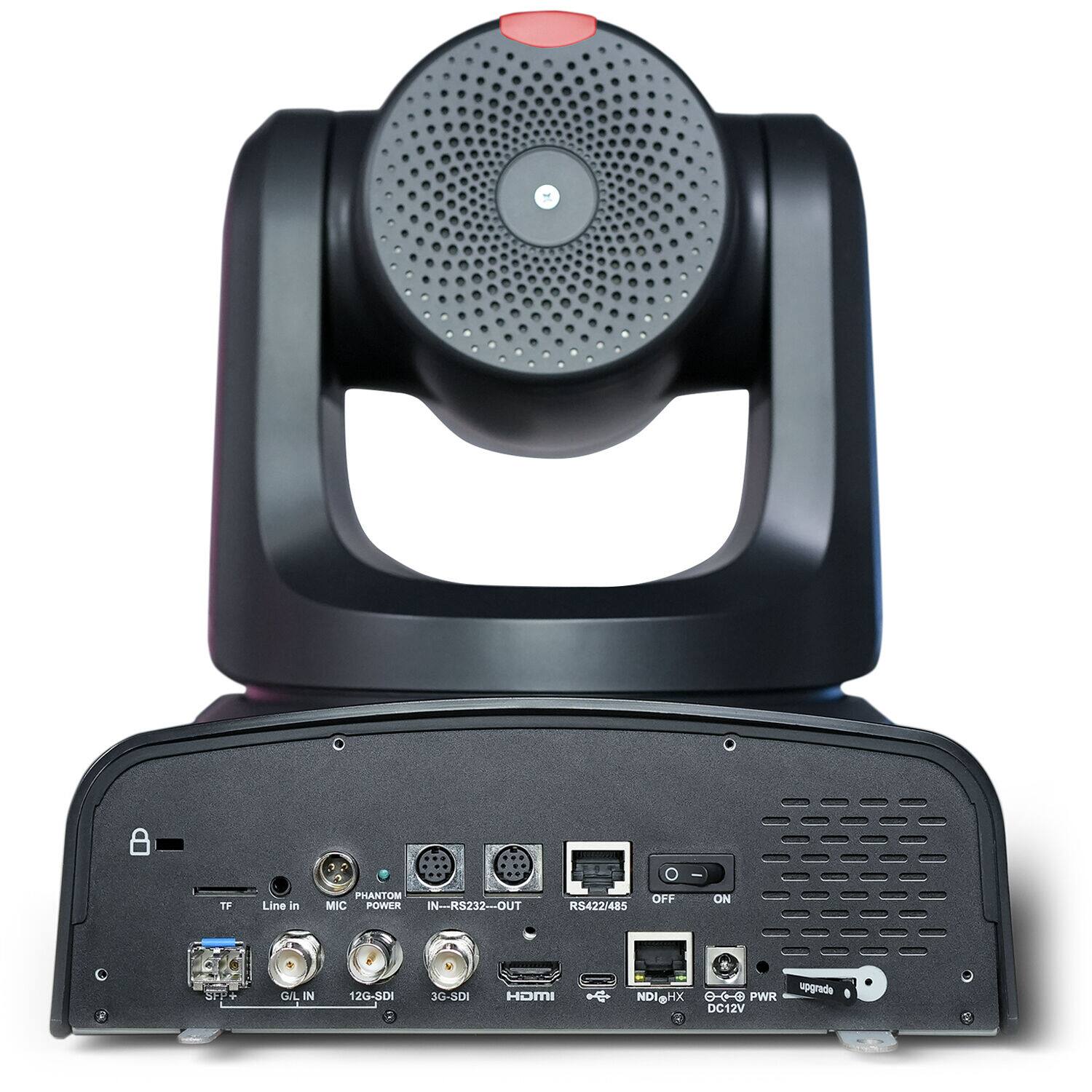 TF Line in  
PHANTOM MIC POWER  
IN-RS232-OUT  
RS422/485  
OFF ON  
SFP  
dL  
IN  
12G-SDI  
3G-SDI  
HDMI  
NDI@HX  
NDI  
PWR  
DC12V  
upgrade