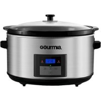 Gourmia - 8.5-Quart Slow Cooker - Stainless Steel/Black - Front_Zoom