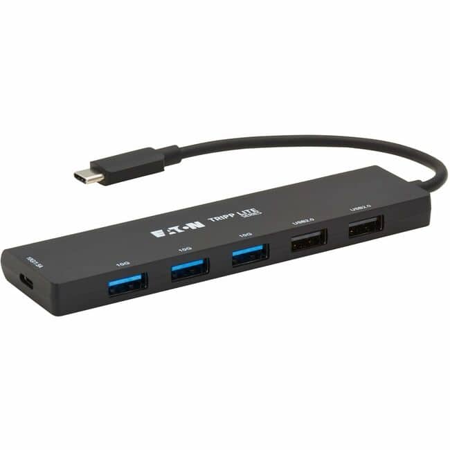 Eaton Tripp Lite Series 6-Port Slim USB Hub, USB 3.2 Gen 2 (10 Gbps) and USB-A 2.0 Hub Ports, USB-C Connector with USB-A