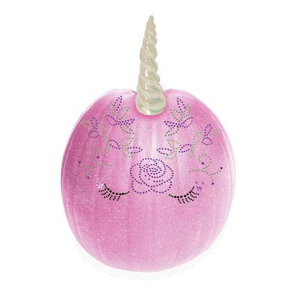 Front. Funworld - Glitter 3D Unicorn Pumpkin Decoration Kit | White Horn - White.