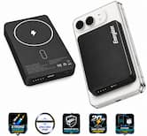Energizer - 10,000mAh SLIM METAL 20W Magnetic Wireless Qi/Qi2.0/MagSafe PowerBank, Portable Charger, 2 Outputs, LED Display, & USB-C - Black