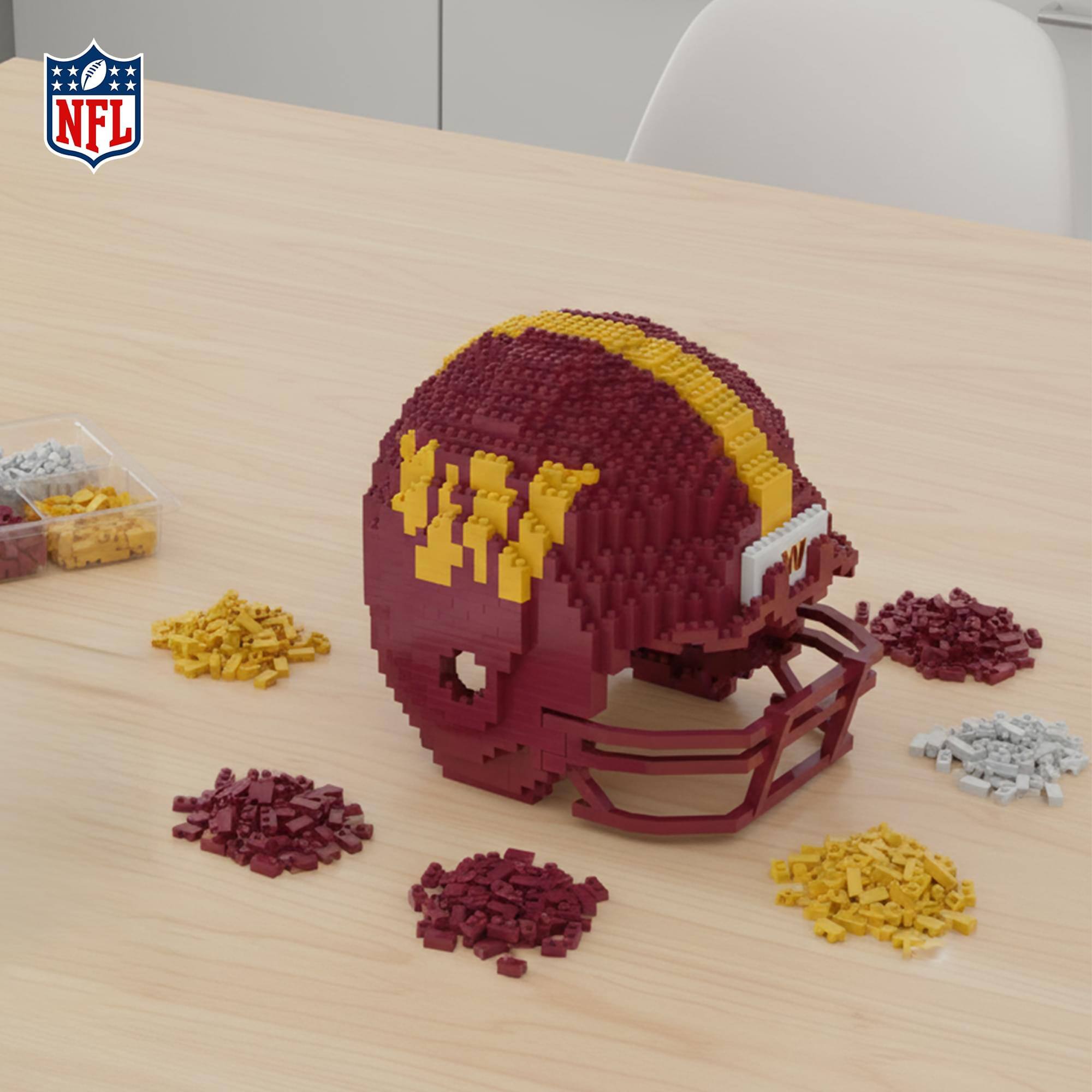Alt View 2. Forever Collectibles - Washington Commanders NFL BRXLZ Replica Helmet 1081-Piece Building Block Set - Red.